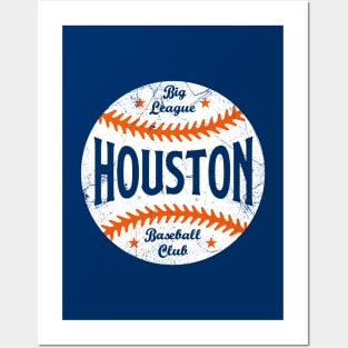 Houston Retro Big League Baseball - Navy Posters and Art